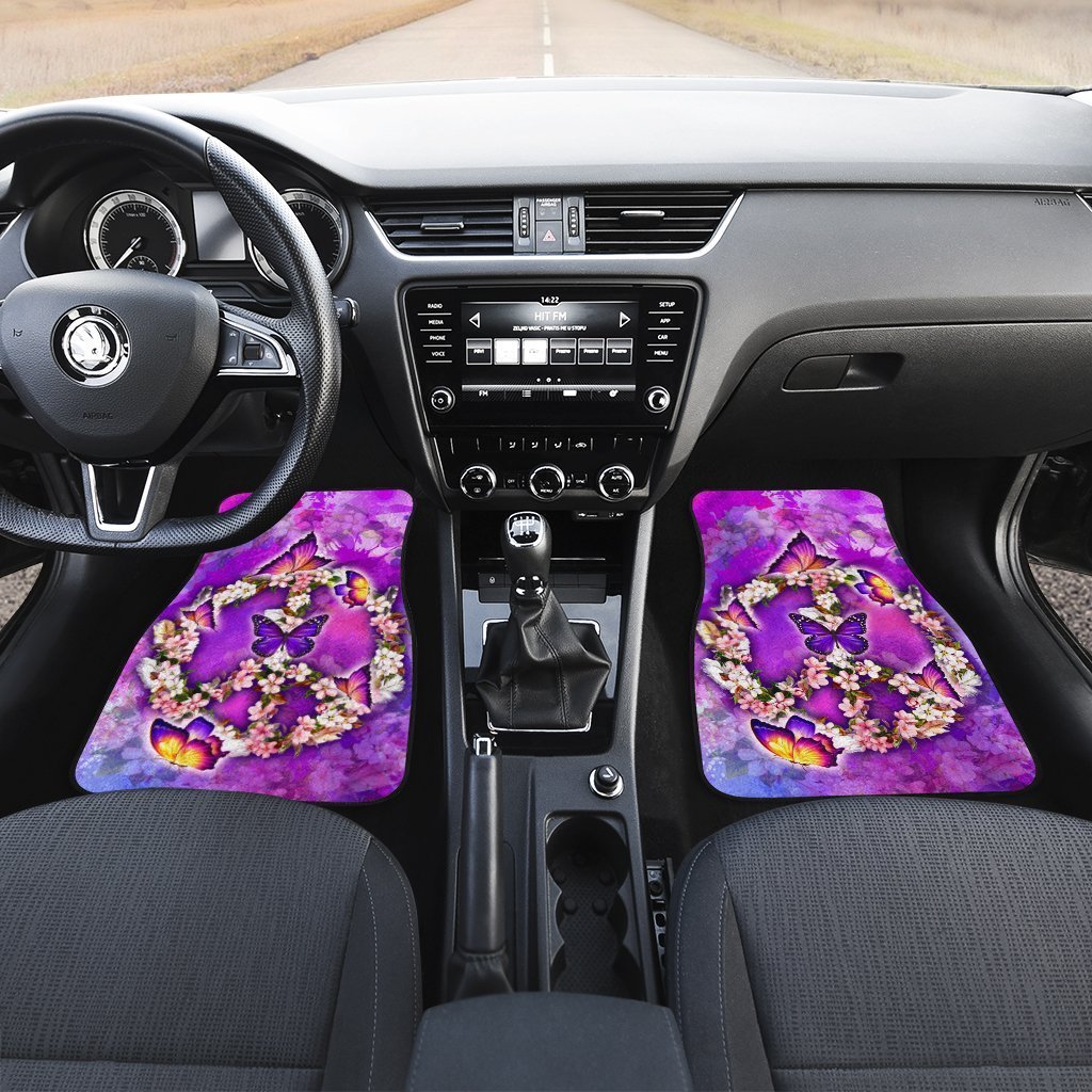 Peace Sign Car Floor Mats Custom Flower Butterfly Car Accessories - Gearcarcover - 3