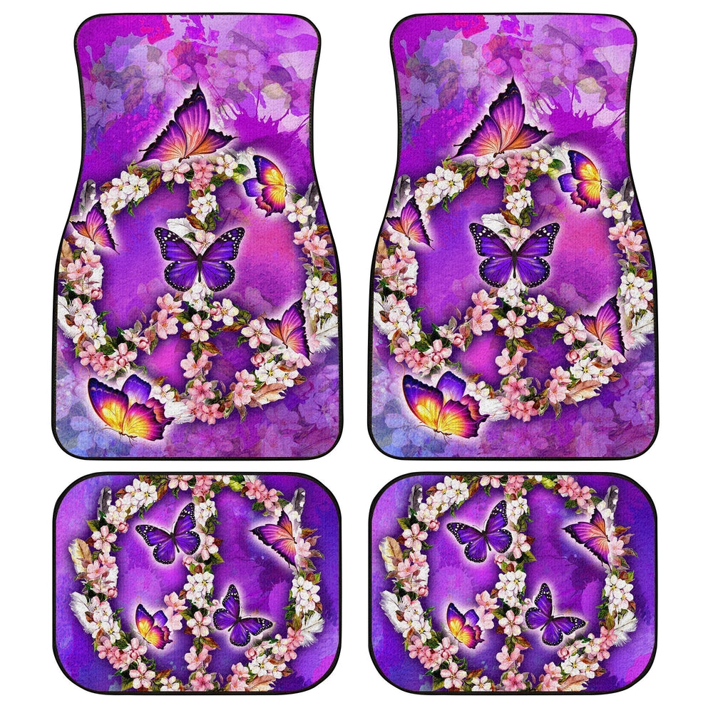 Peace Sign Car Floor Mats Custom Flower Butterfly Car Accessories - Gearcarcover - 1