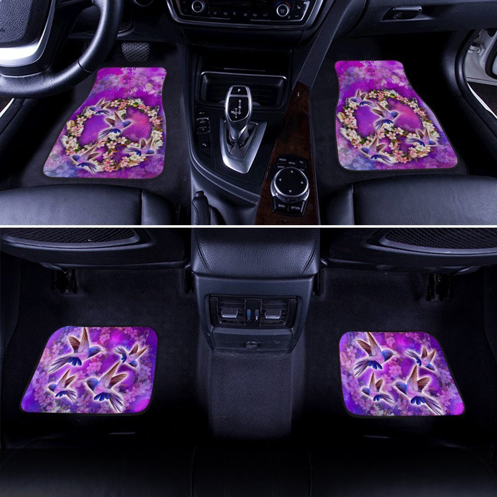 Peace Sign Car Floor Mats Custom Flower Hummingbirds Car Accessories - Gearcarcover - 2