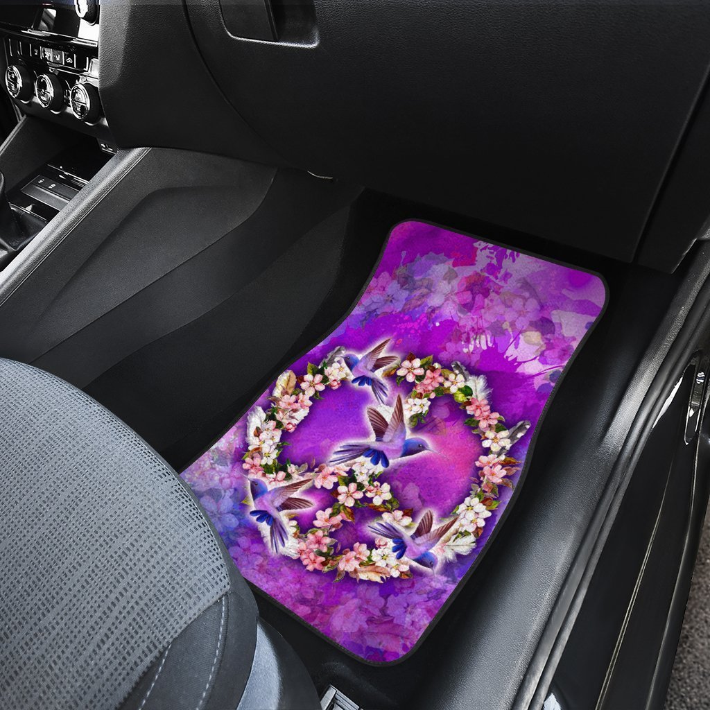 Peace Sign Car Floor Mats Custom Flower Hummingbirds Car Accessories - Gearcarcover - 4