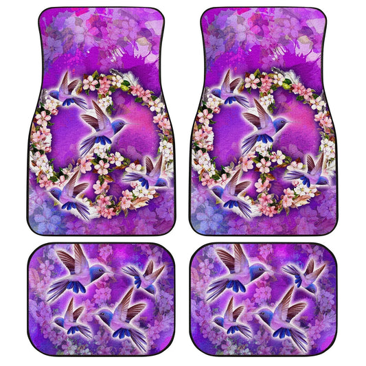 Peace Sign Car Floor Mats Custom Flower Hummingbirds Car Accessories - Gearcarcover - 1