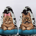 Personalized Couple Cat Car Seat Covers Custom Cow Dairy Pattern Car Accessories For Couple - Gearcarcover - 5