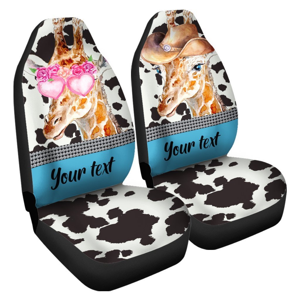 Personalized Cute Couple Giraffe Car Seat Covers Custom Car Accessories For Couple - Gearcarcover - 3