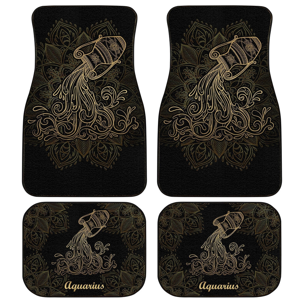 Personalized Name Aquarius Car Floor Mats Custom Zodiac Sign Aquarius Car Accessories - Gearcarcover - 5