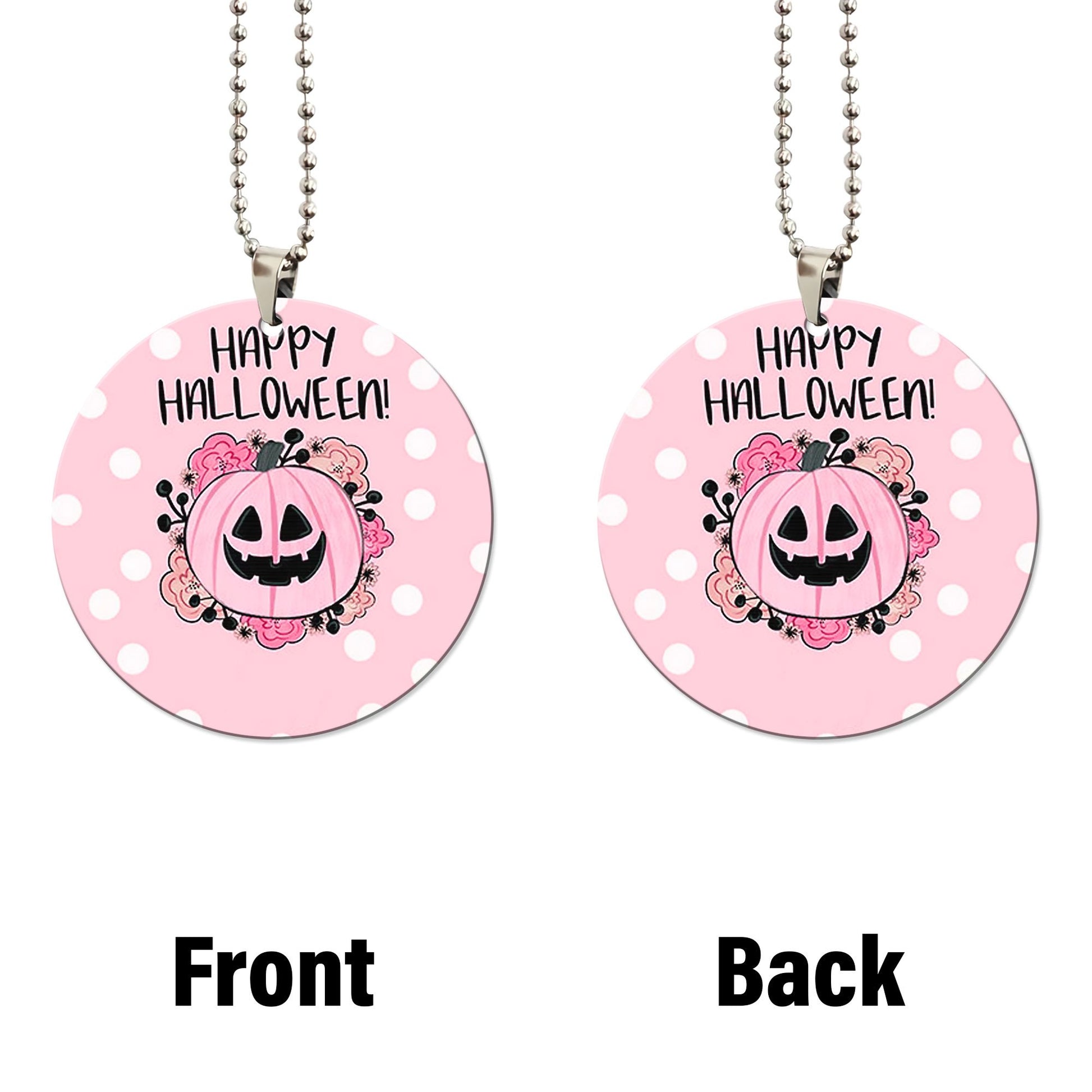 Personalized Pink Pumpkin Ornament Custom Name Car Accessories Pink Halloween Decorations - Gearcarcover - 5