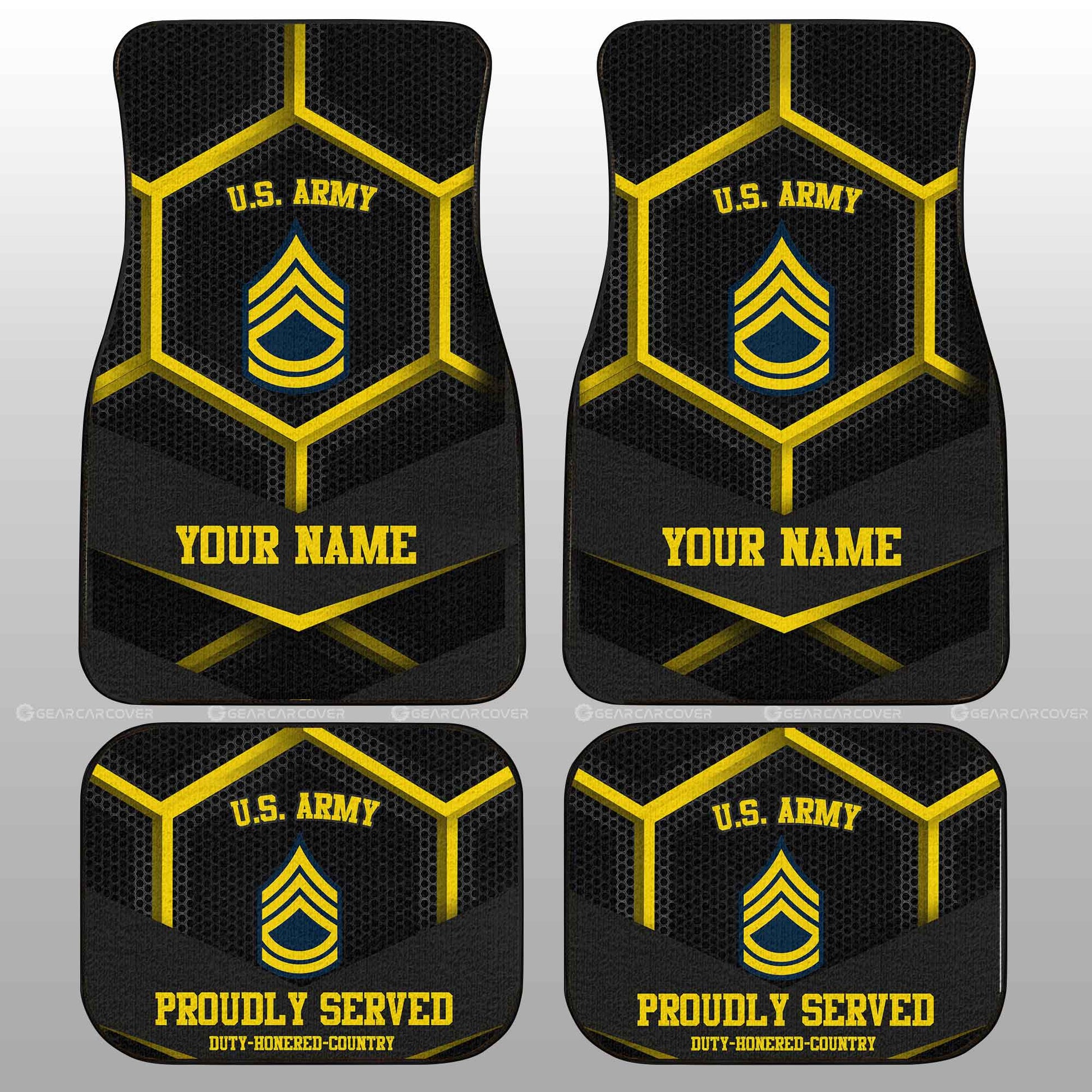 Personalized U.S Army Veterans Car Floor Mats Customized Name US Military Car Accessories - Gearcarcover - 1