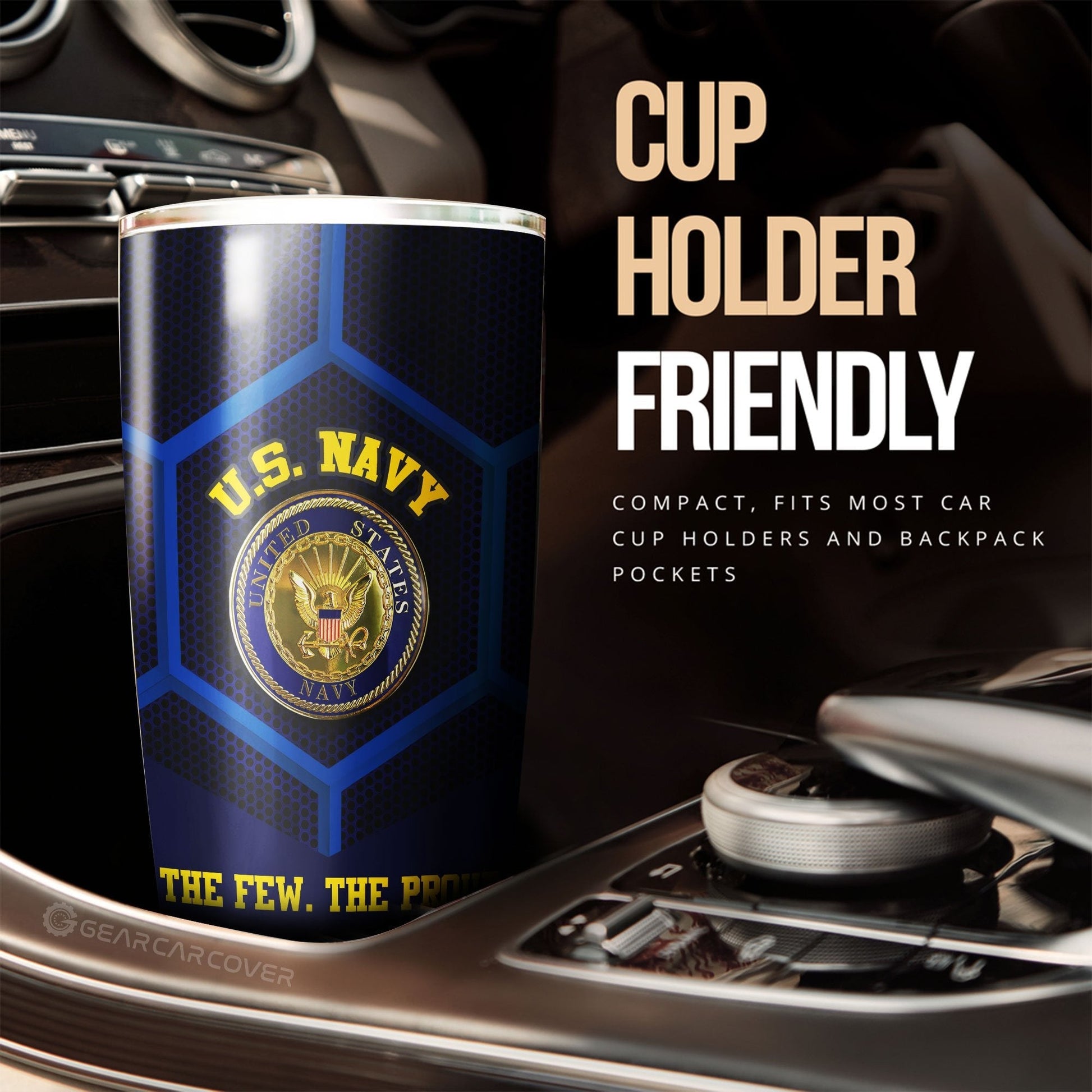 Personalized U.S. Navy Military Tumbler Cup Custom Name Car Accessories - Gearcarcover - 3