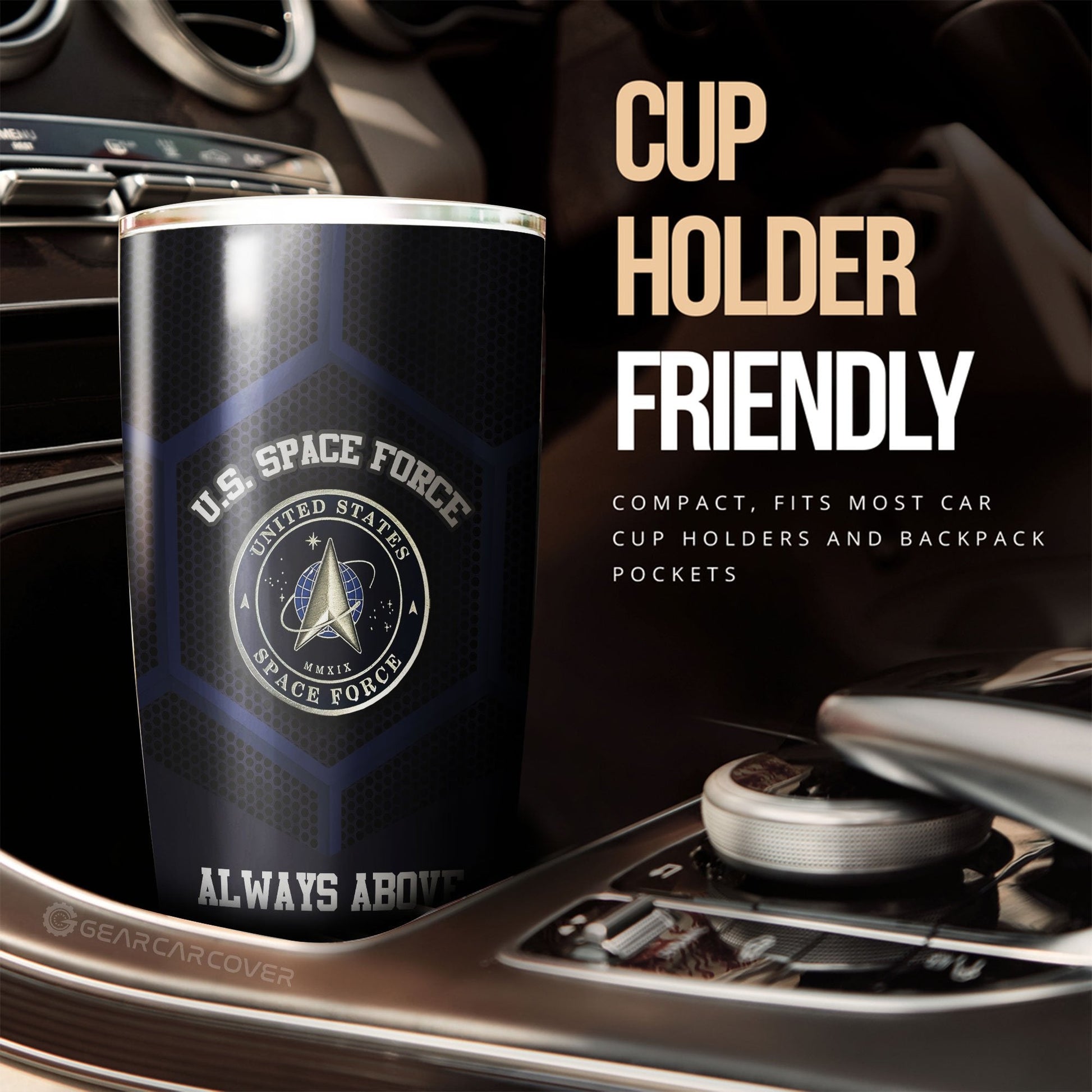 Personalized U.S. Space Force Military Tumbler Cup Custom Name Car Accessories - Gearcarcover - 3