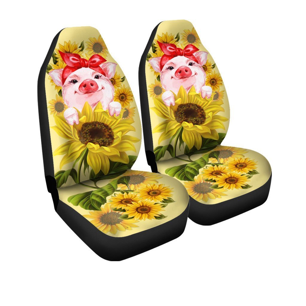 Pig Sunflower Car Seat Covers Cute Car Accessories - Gearcarcover - 3
