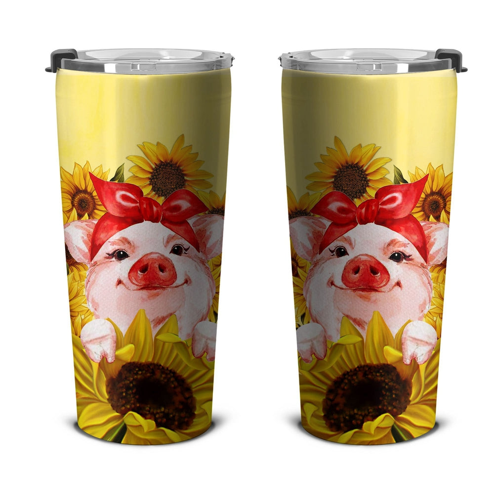 Pig Sunflower Custom Tumbler Stainless Steel - Gearcarcover - 4