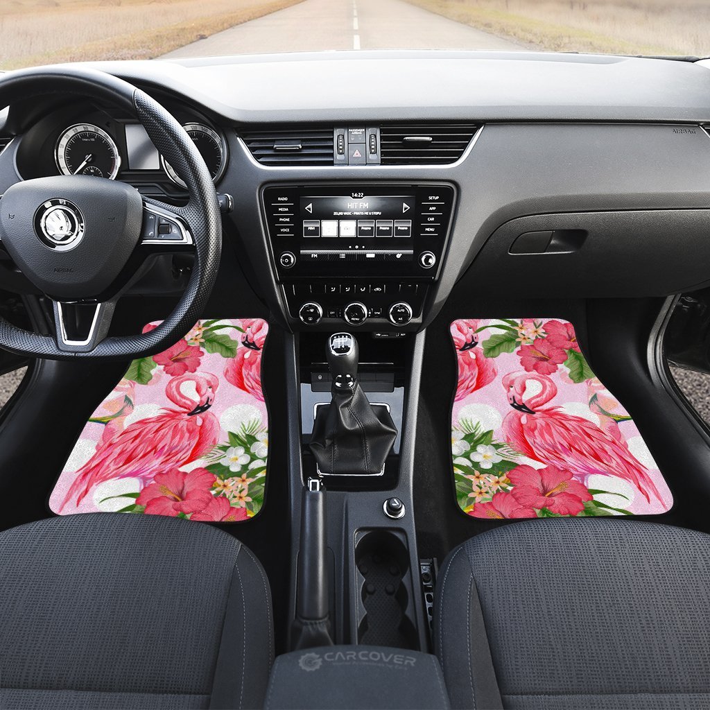 Pink Flamingo Car Floor Mats Custom Hibiscus Flower Car Interior Accessories - Gearcarcover - 3