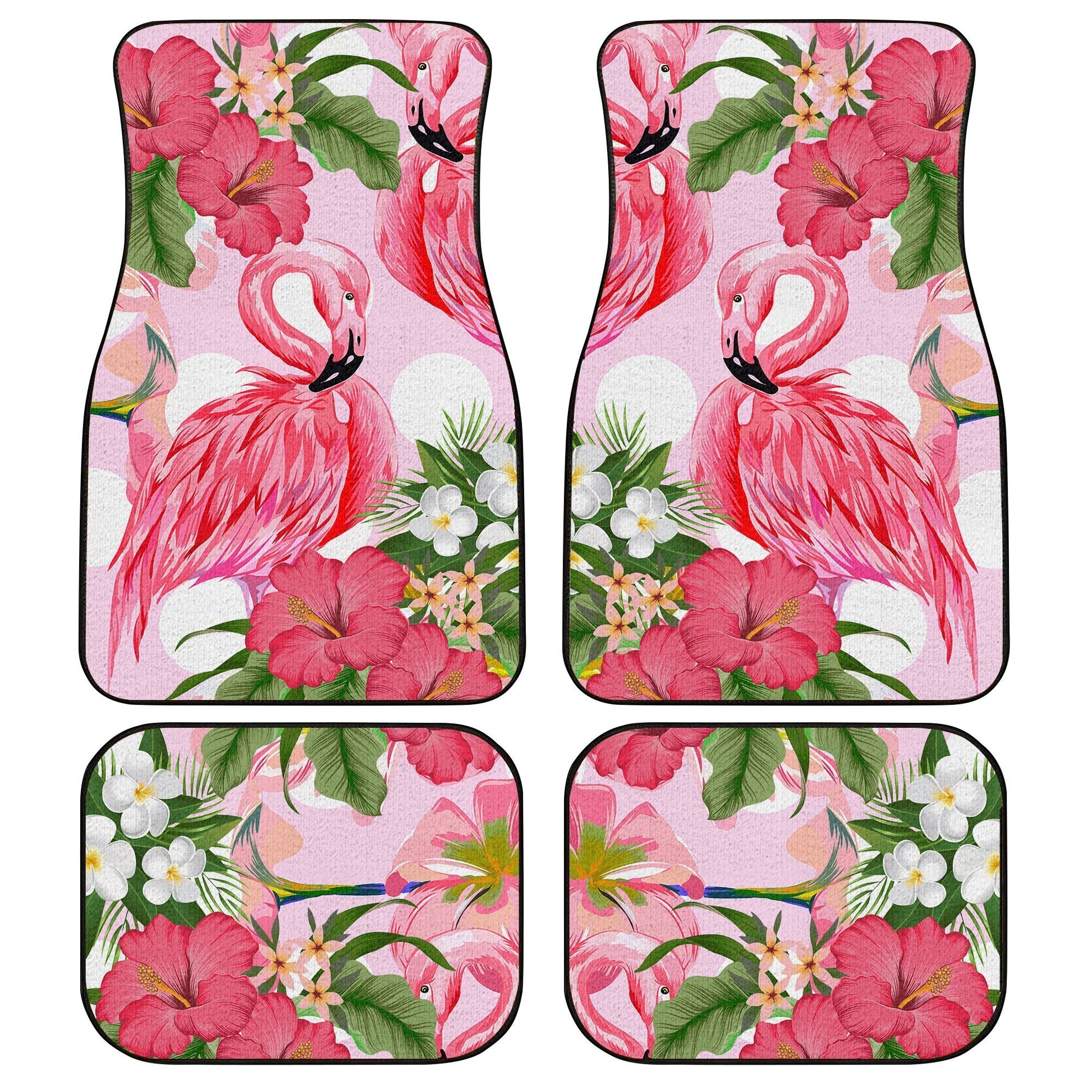 Pink Flamingo Car Floor Mats Custom Hibiscus Flower Car Interior Accessories - Gearcarcover - 1