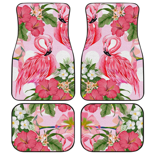Pink Flamingo Car Floor Mats Custom Hibiscus Flower Car Interior Accessories - Gearcarcover - 1