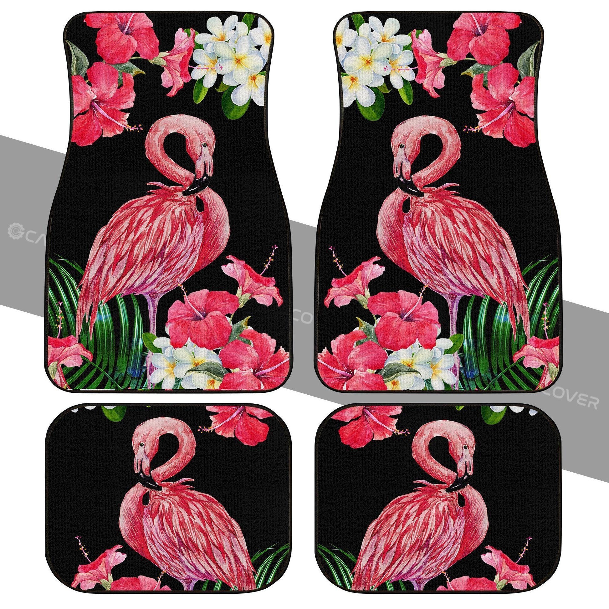 Pink Flamingo Car Floor Mats Custom Tropical Flower Car Interior Accessories - Gearcarcover - 1