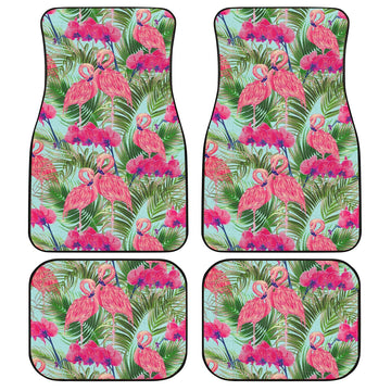 Pink Flamingo Car Floor Mats Custom Tropical Leaf Car Accessories - Gearcarcover - 1