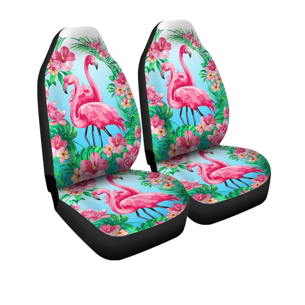 Pink Flamingo Car Seat Covers Custom Tropical Floral Car Interior Accessories - Gearcarcover - 3