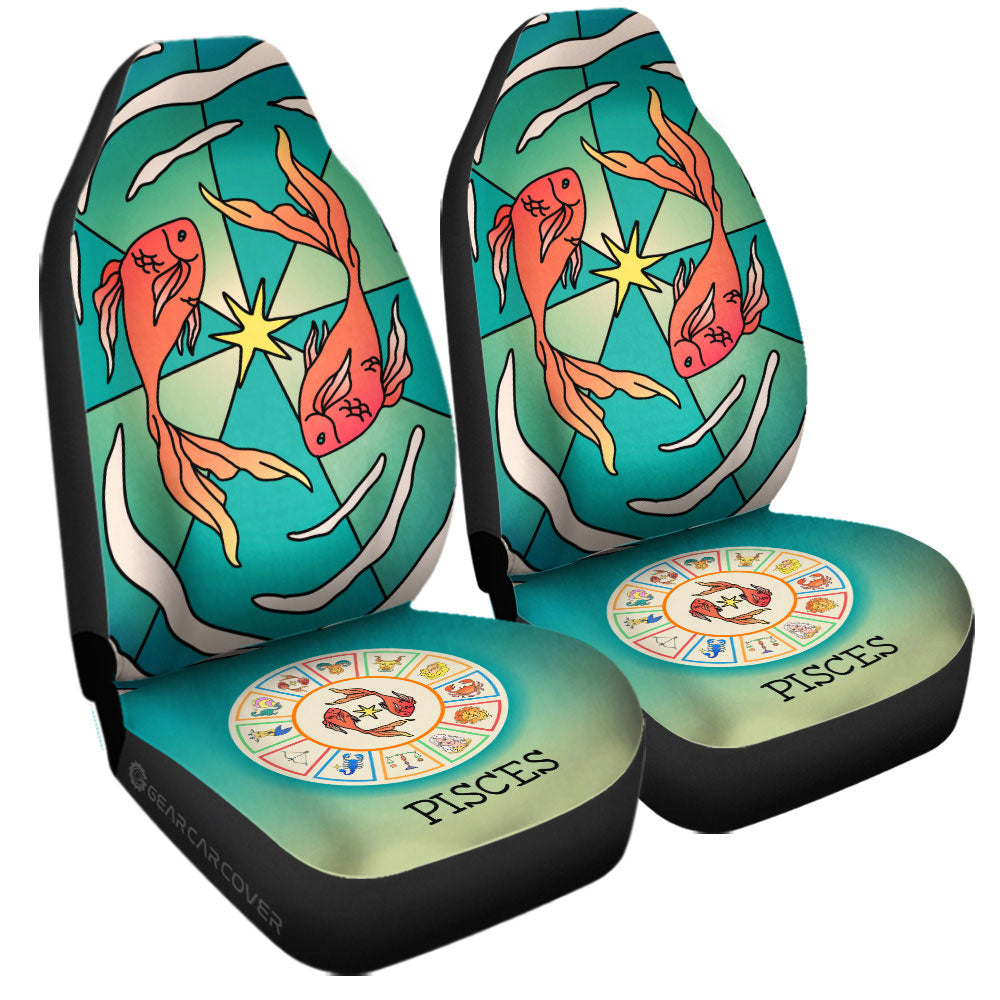 Pisces Colorful Car Seat Covers Custom Zodiac Car Accessories - Gearcarcover - 1