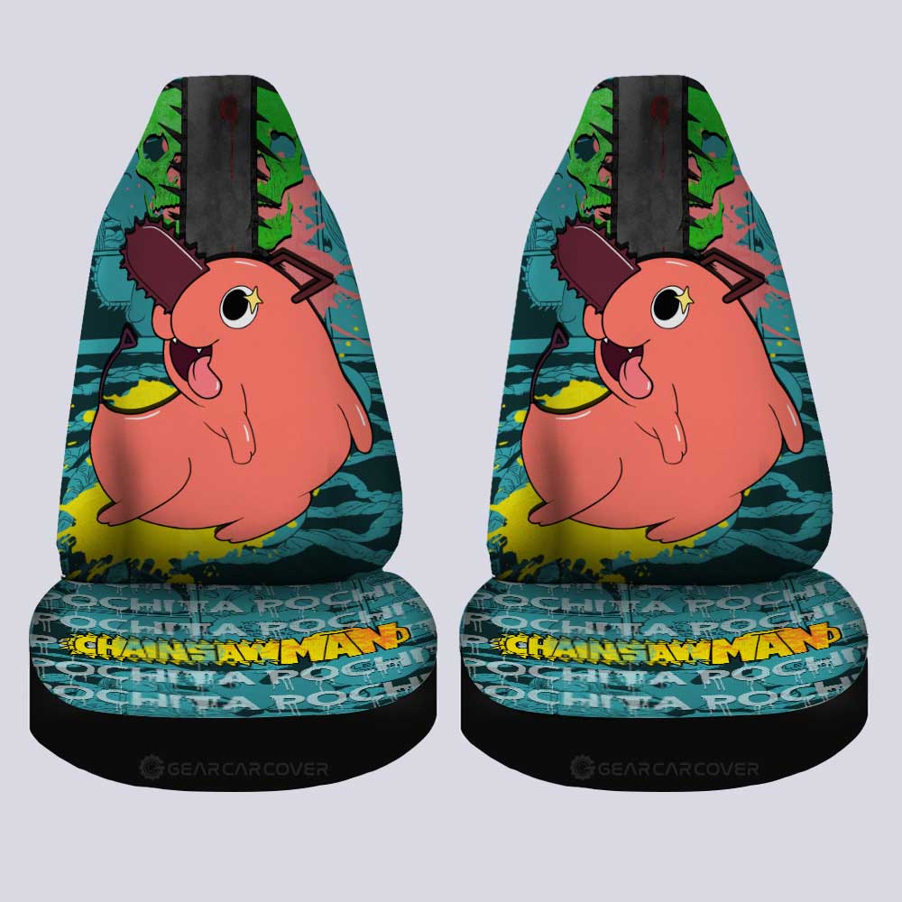 Pochita Car Seat Covers Custom Chainsaw Man Anime Car Accessories - Gearcarcover - 2