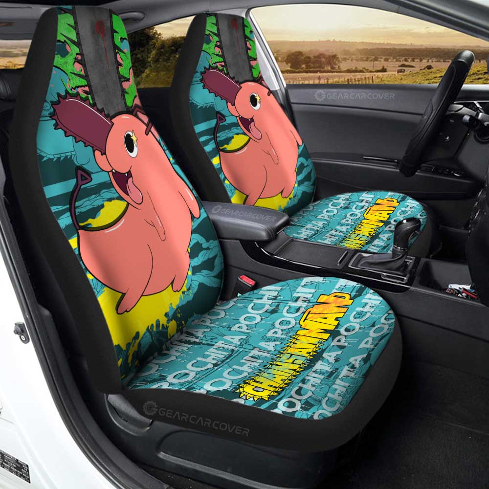 Pochita Car Seat Covers Custom Chainsaw Man Anime Car Accessories - Gearcarcover - 3