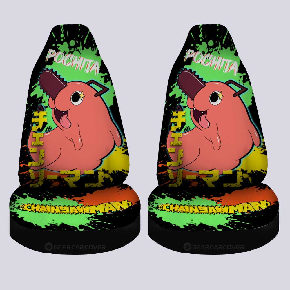 Pochita Car Seat Covers Custom Chainsaw Man Anime Car Accessories - Gearcarcover - 4