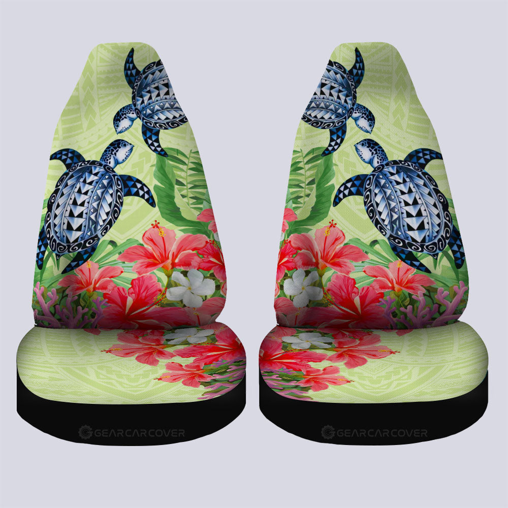 Polynesian Turtle Car Seat Covers Custom Flowers Car Accessories - Gearcarcover - 4