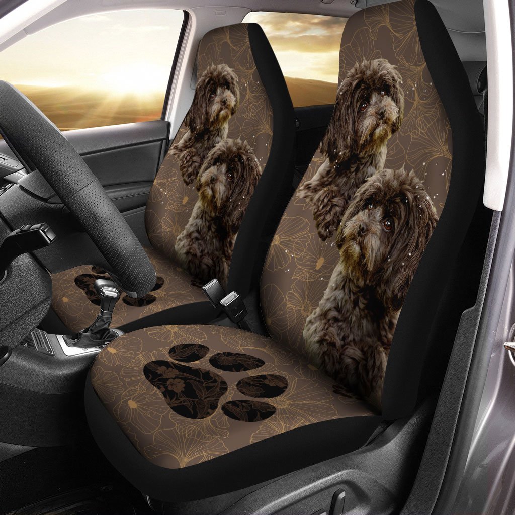 Poodle Car Seat Covers Custom Puppies Dog Car Interior Accessories - Gearcarcover - 2