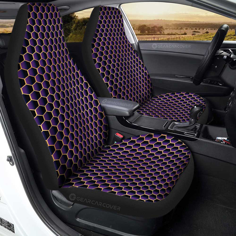 Purple Pattern Car Seat Covers Custom Honeycomb Background Car Accessories - Gearcarcover - 3