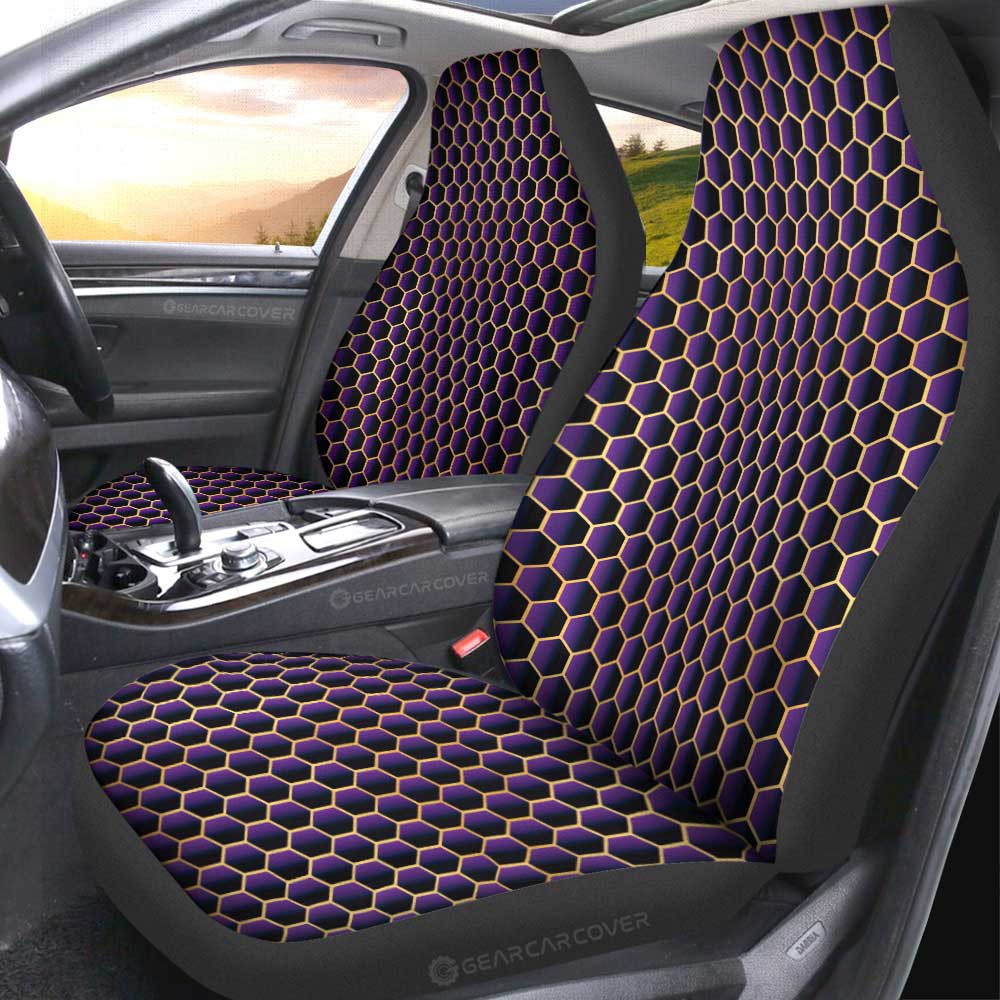 Purple Pattern Car Seat Covers Custom Honeycomb Background Car Accessories - Gearcarcover - 4