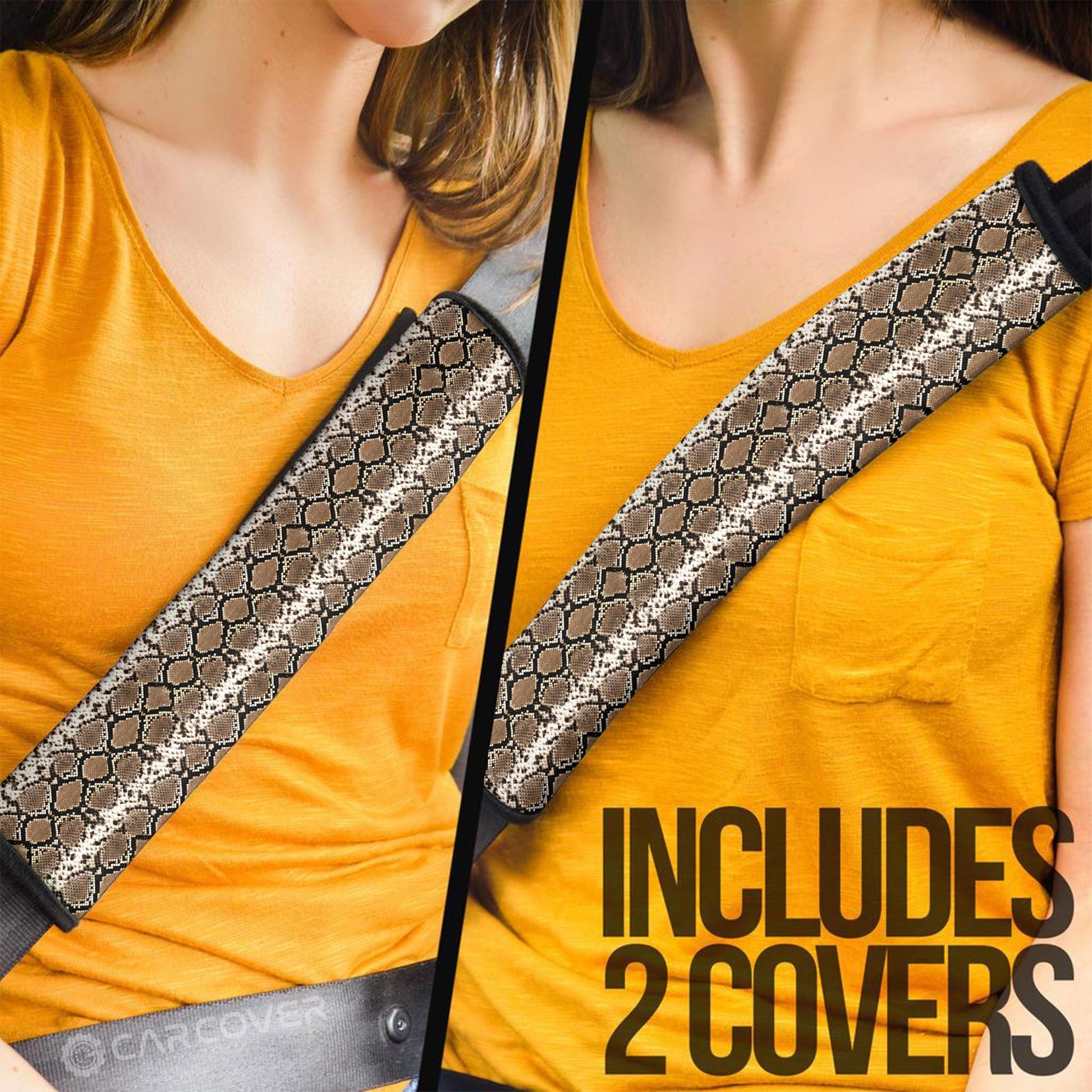 Python Skin Seat Belt Covers Custom Animal Skin Printed Car Interior Accessories - Gearcarcover - 2
