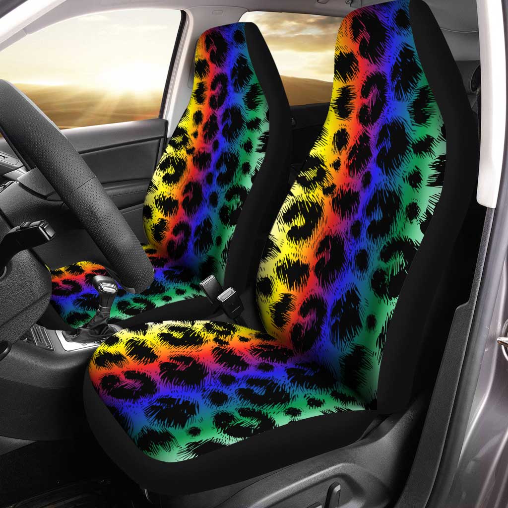 cheetah car seat and stroller Rainbow Cheetah Print Car Seat Covers Custom Car Accessories