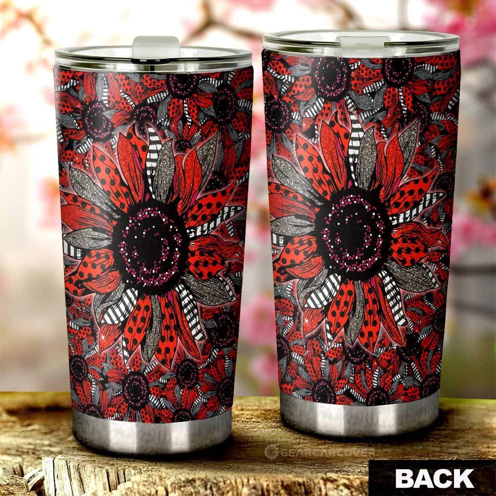 Red And Black Sunflower Tumbler Cup Custom Car Decoration - Gearcarcover - 3