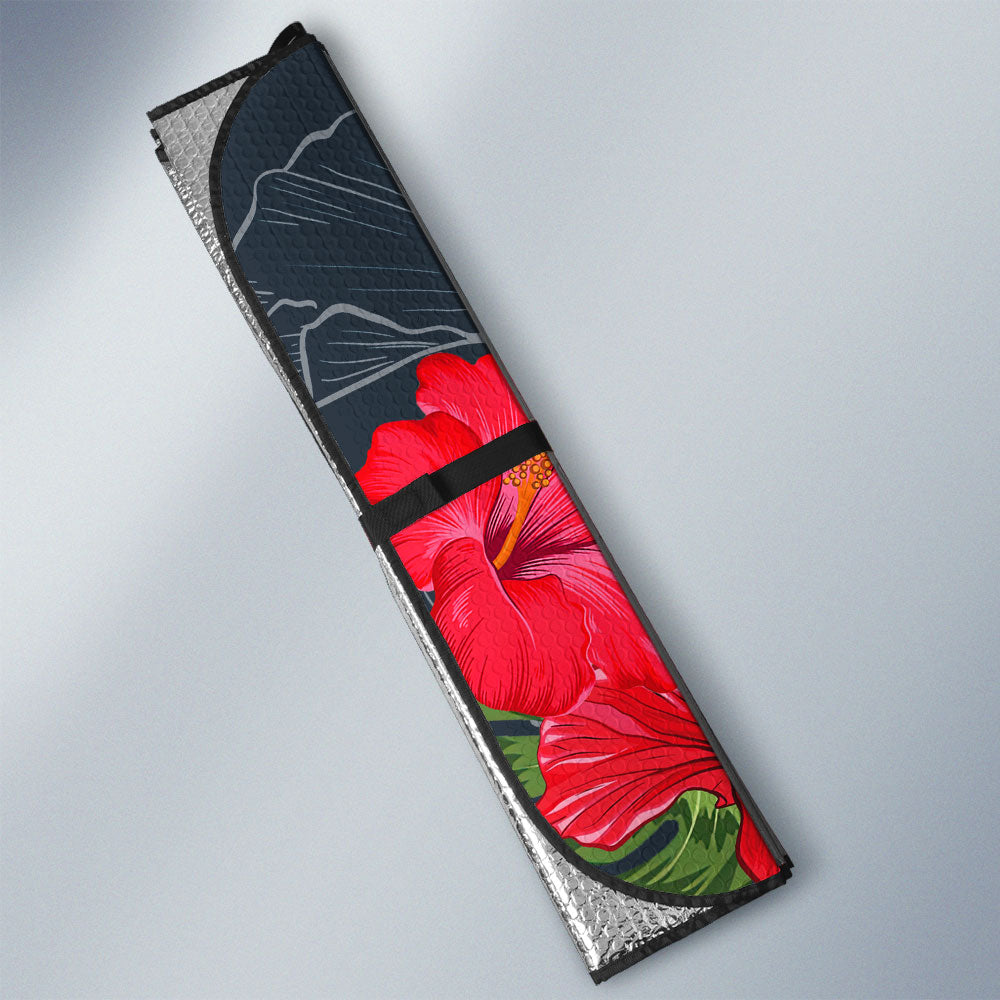 Red Hibiscus Flowers Car Sunshade Custom Turtle Animal Car Accessories - Gearcarcover - 3