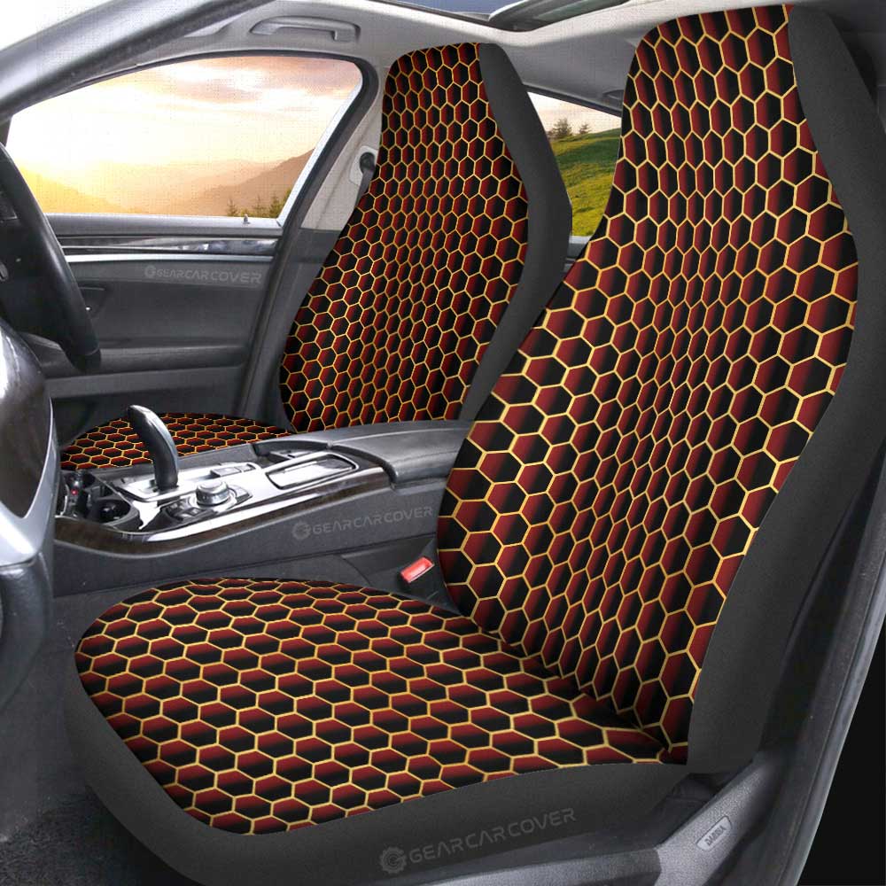 Red Pattern Car Seat Covers Custom Honeycomb Background Car Accessories - Gearcarcover - 4