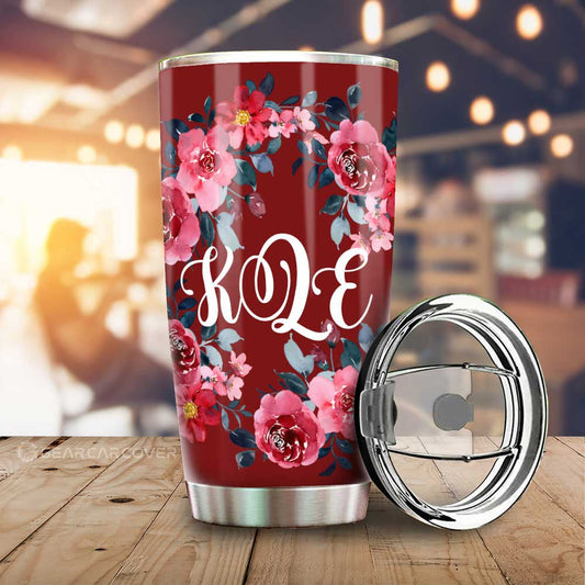 Red Rose Tumbler Cup Custom Personalized Name Car Interior Accessories - Gearcarcover - 1