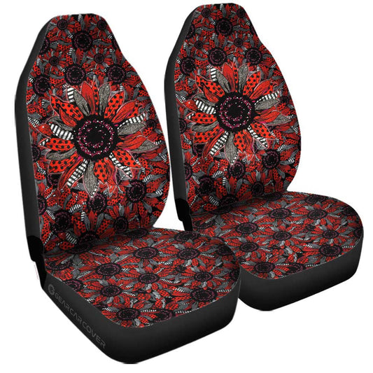 Red and Black Glitter Polka Dot Sunflower Car Seat Covers Custom - Gearcarcover - 1