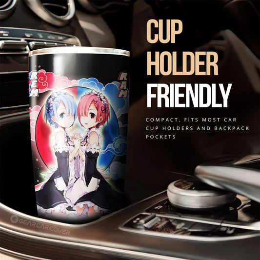 Rem And Ram Tumbler Cup Custom Re:Zero Anime Car Accessoriess - Gearcarcover - 2