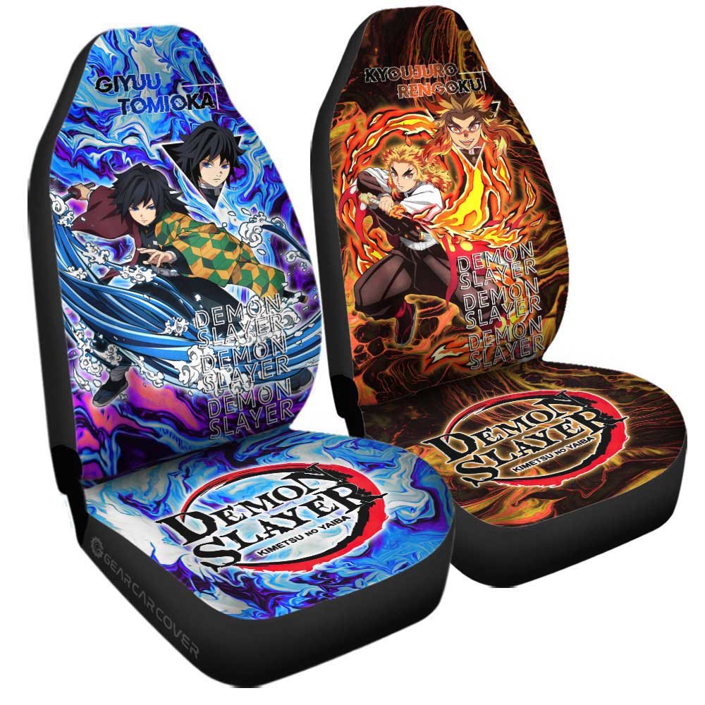 Rengoku And Giyuu Car Seat Covers Custom Demon Slayer Anime Car Accessories - Gearcarcover - 2