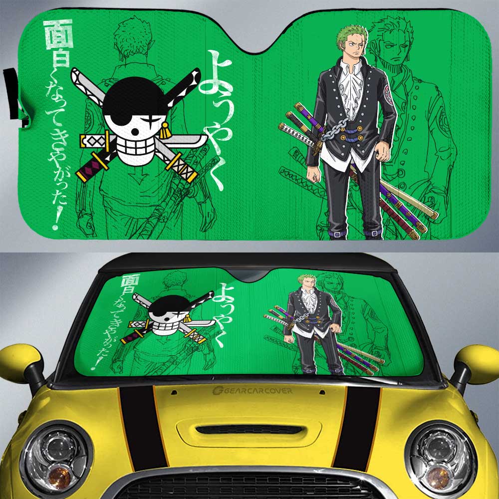 Roronoa Zoro Film Red Car Sunshade Custom One Piece Anime Car Interior Accessories - Gearcarcover - 1