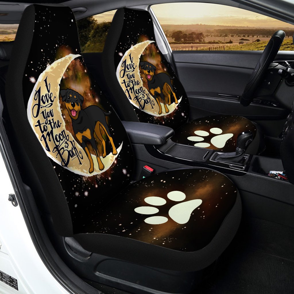 Rottweiler Car Seat Covers I Love You To The Moon and Back Idea Car Accessories For Rottweiler Lovers - Gearcarcover - 2