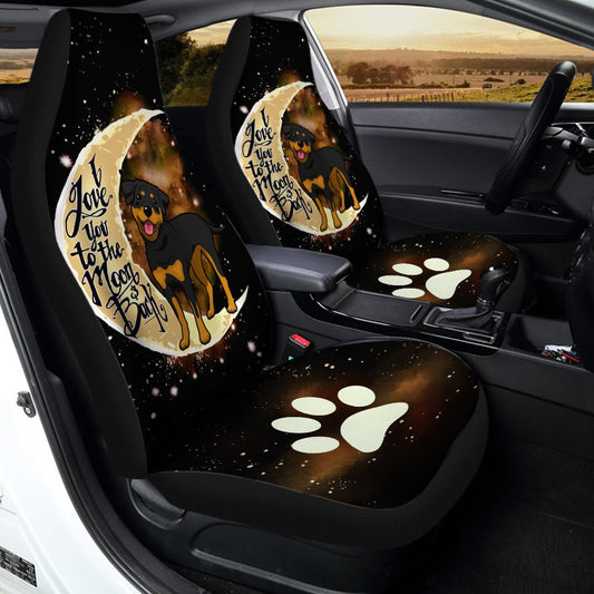 Rottweiler Car Seat Covers I Love You To The Moon and Back Idea Car Accessories For Rottweiler Lovers - Gearcarcover - 2