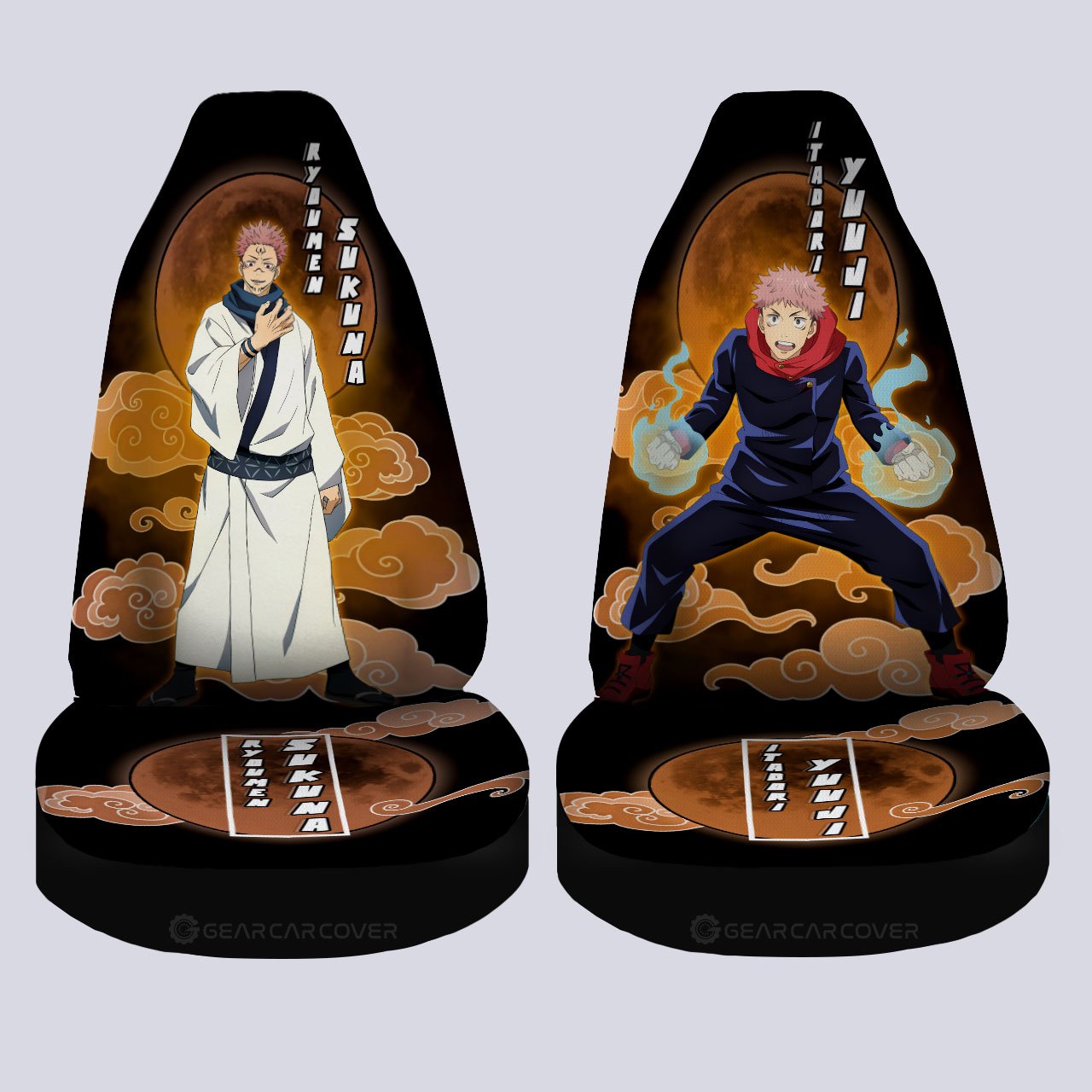 Ryoumen Sukuna And Yuuji Itadori Car Seat Covers Custom Jujutsu Kaisen Anime Car Interior Accessories - Gearcarcover - 4