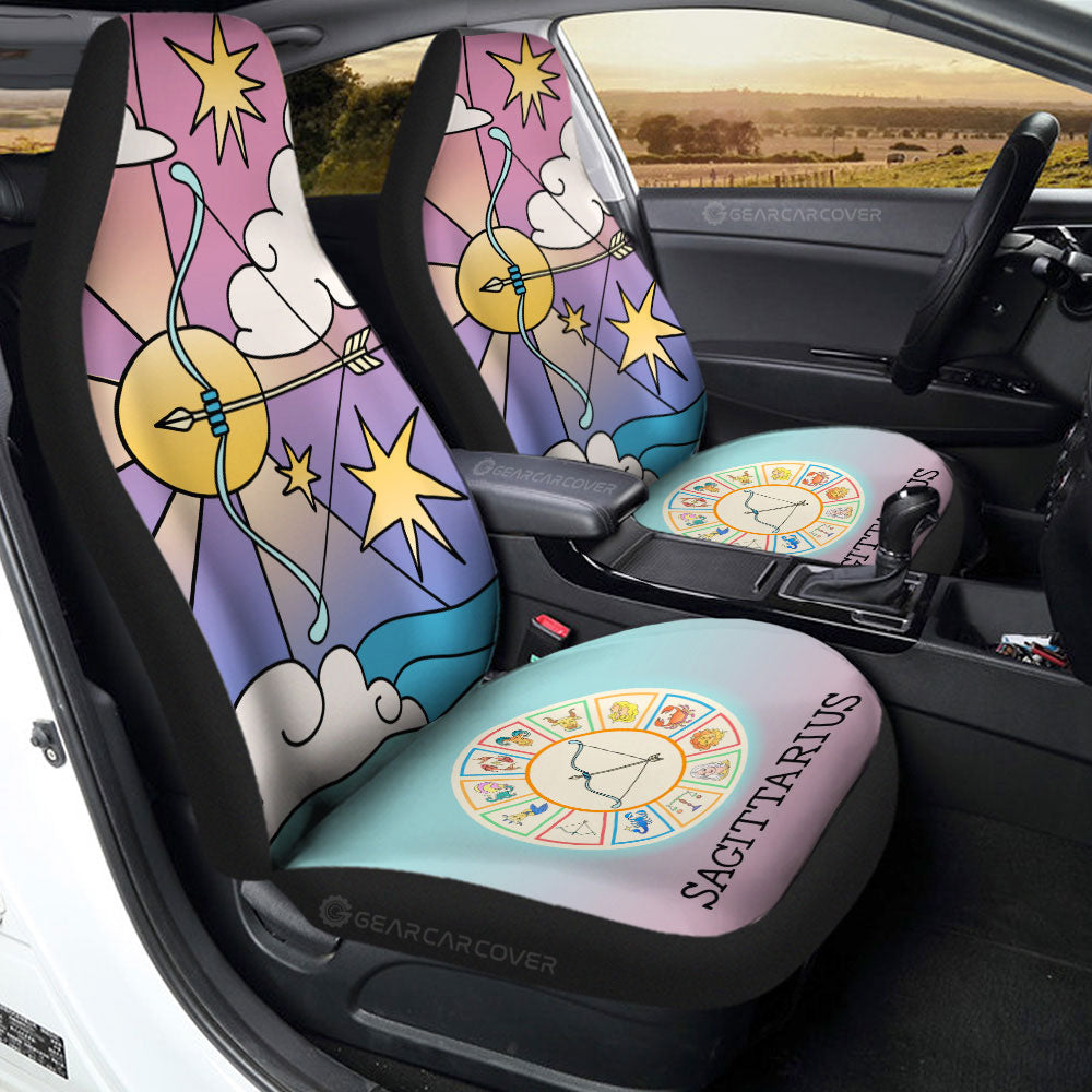 Sagittarius Colorful Car Seat Covers Custom Zodiac Car Accessories - Gearcarcover - 3