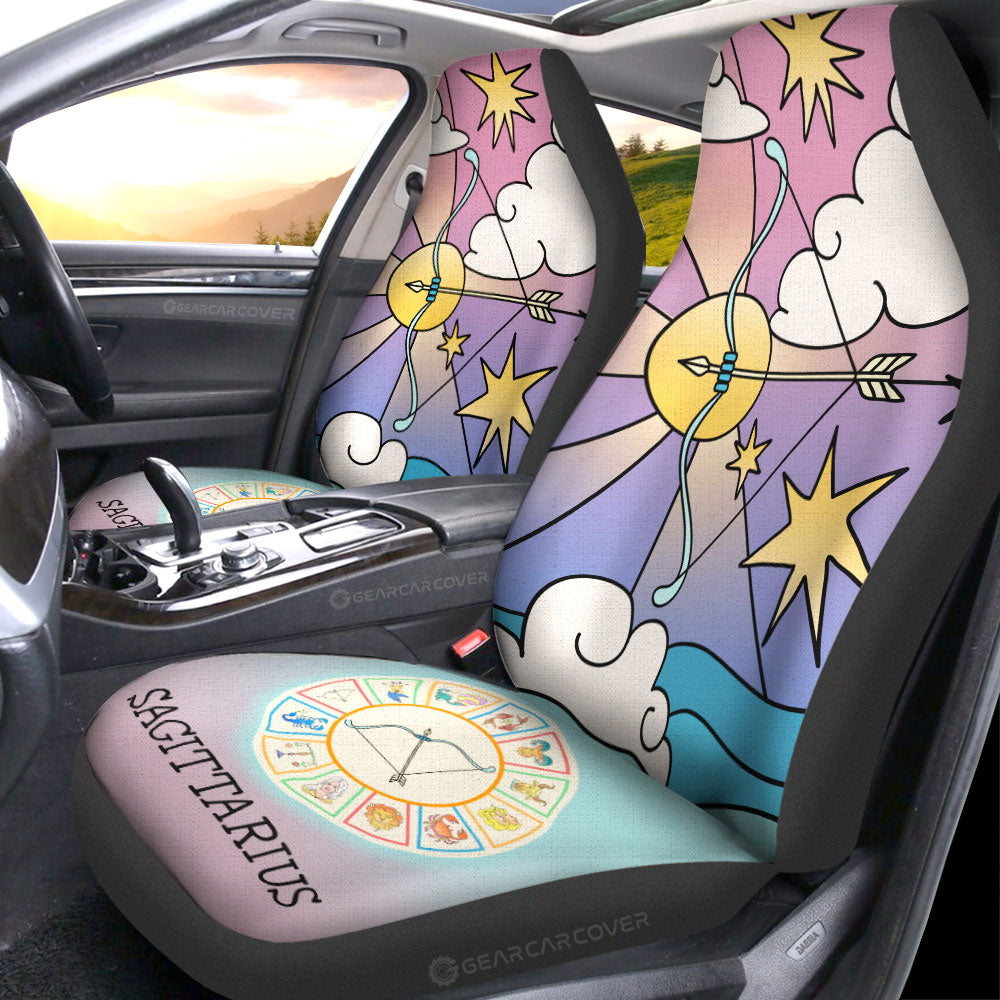 Sagittarius Colorful Car Seat Covers Custom Zodiac Car Accessories - Gearcarcover - 4
