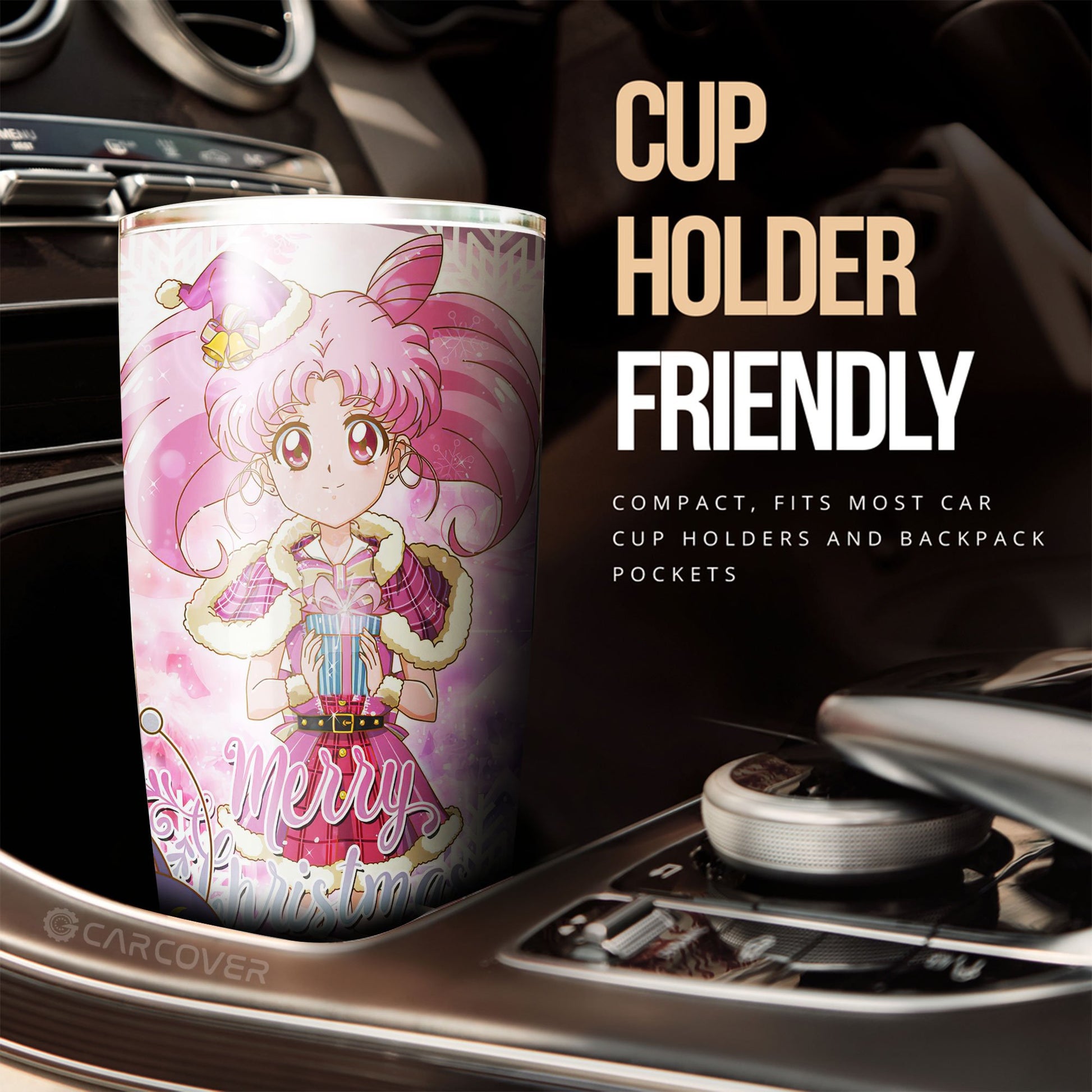 Sailor Chibi Moon Merry Christmas Tumbler Cup Custom Anime Sailor Moon Car Accessories - Gearcarcover - 2