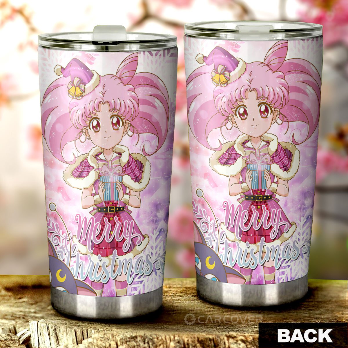 Sailor Chibi Moon Merry Christmas Tumbler Cup Custom Anime Sailor Moon Car Accessories - Gearcarcover - 3
