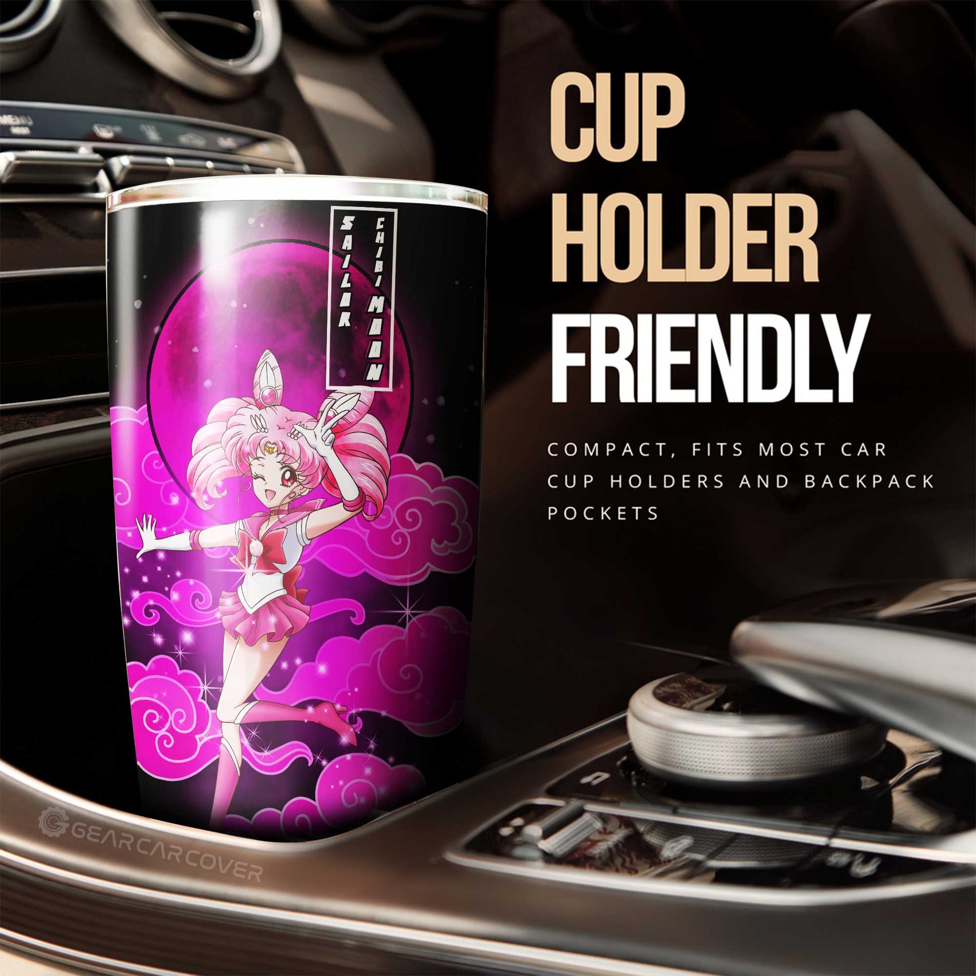 Sailor Chibi Moon Tumbler Cup Custom Sailor Moon Anime Car Interior Accessories - Gearcarcover - 2