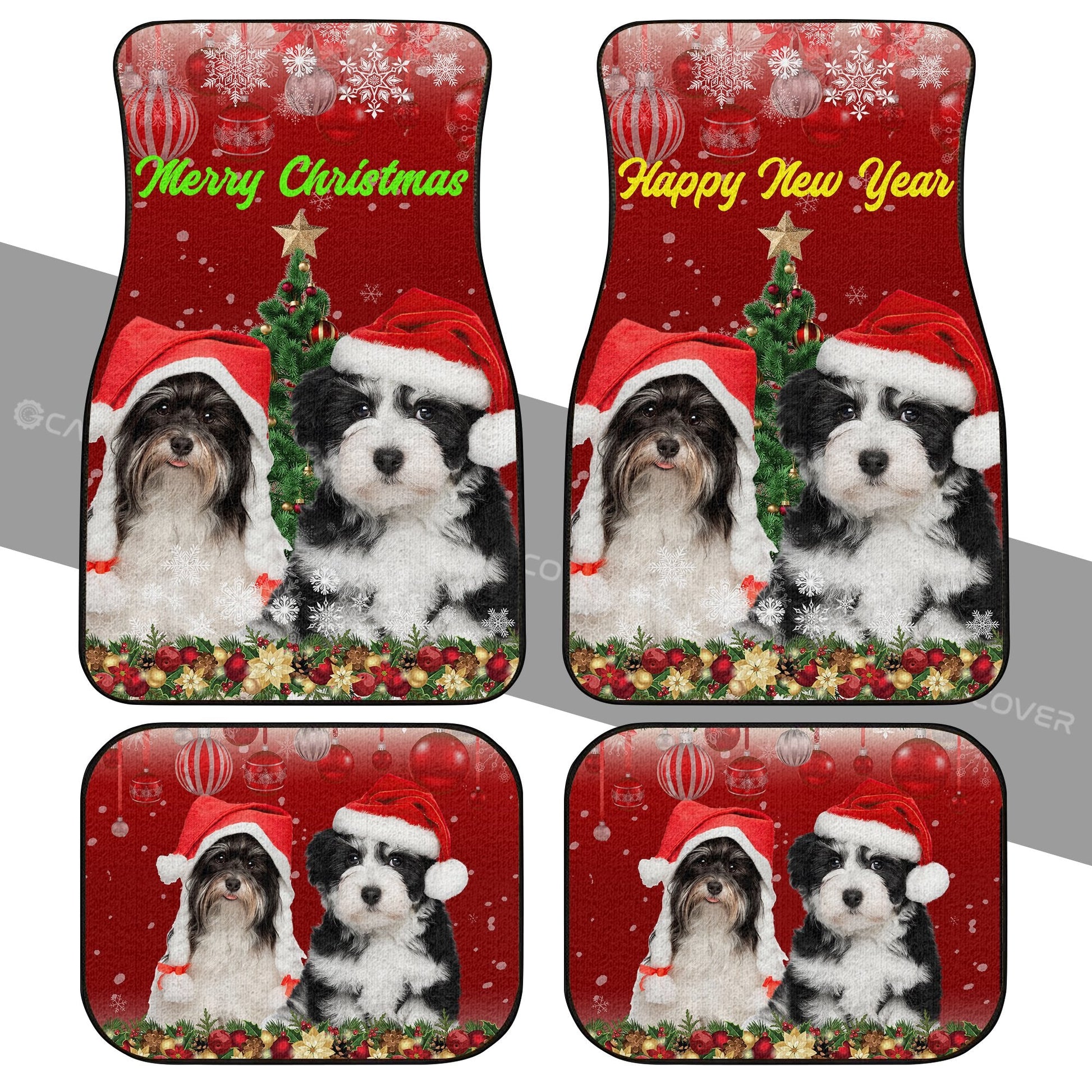 Shih Tzu Christmas Car Floor Mats Custom Car Accessories For Dog Lovers - Gearcarcover - 2
