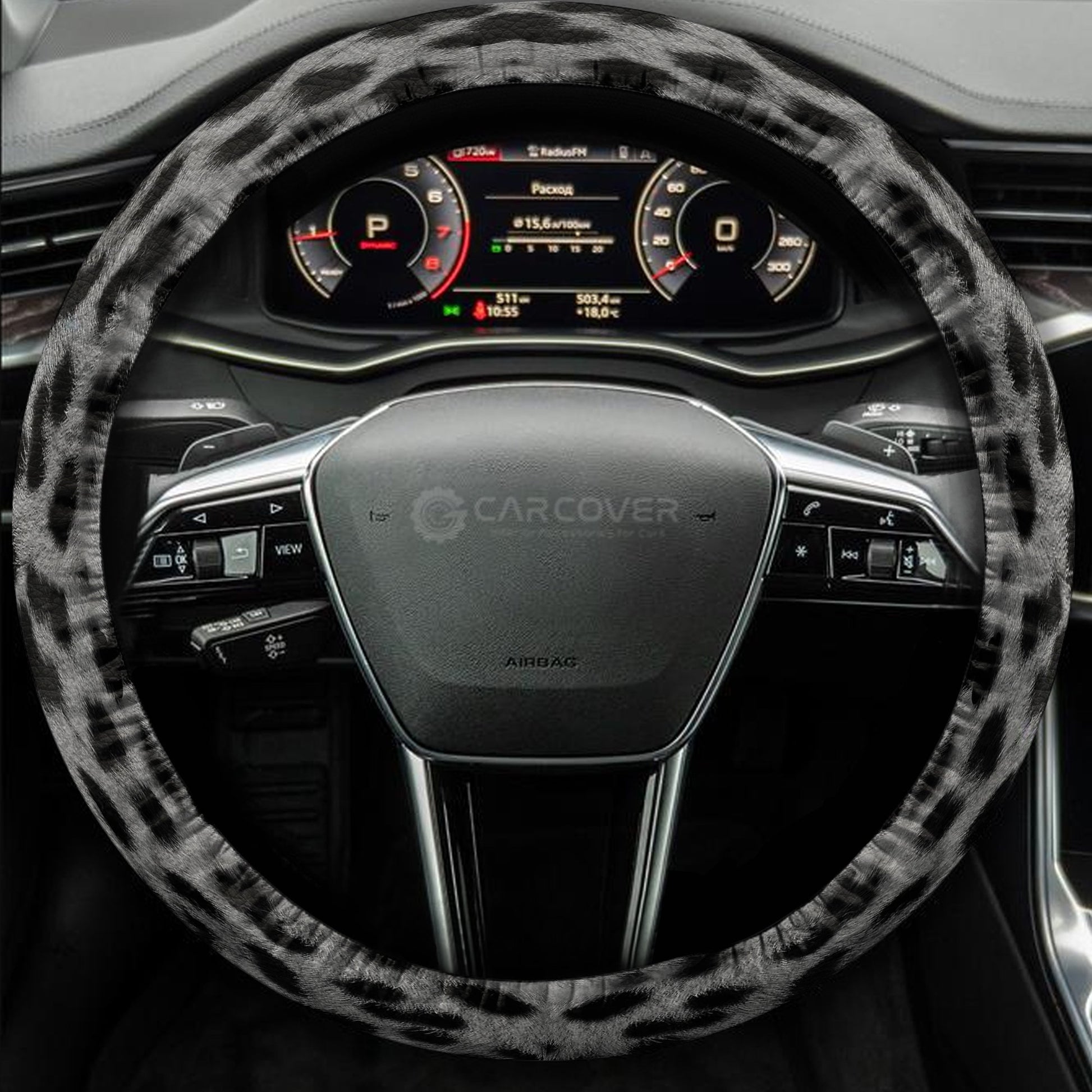Silver Cheetah Skin Steering Wheel Cover Custom Animal Skin Printed Car Interior Accessories - Gearcarcover - 4