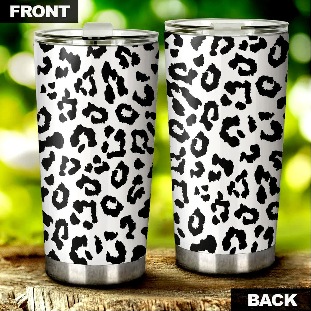 Snow Leopard Skin Tumbler Cup Custom Stainless Steel Car Accessories - Gearcarcover - 2