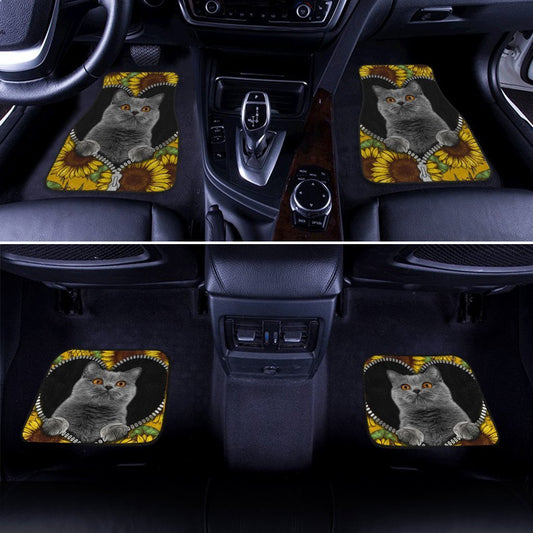 Sunflower British Short Hair Cat Car Floor Mats Custom Cat Car Accessories - Gearcarcover - 2
